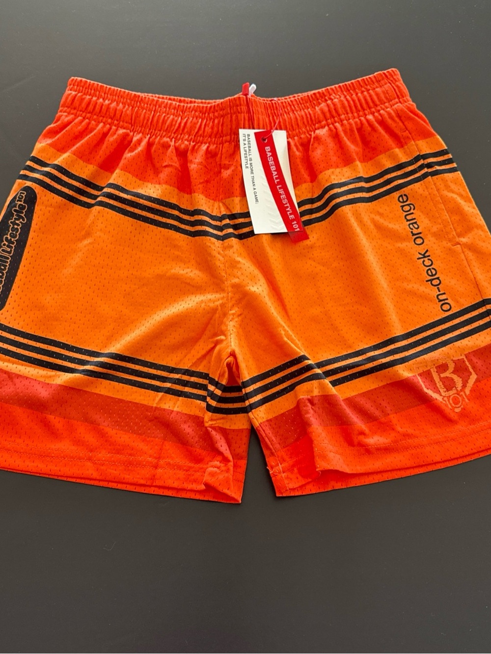 BL101 On-Deck Orange Kids' Athletic Shorts with Stripe Detail